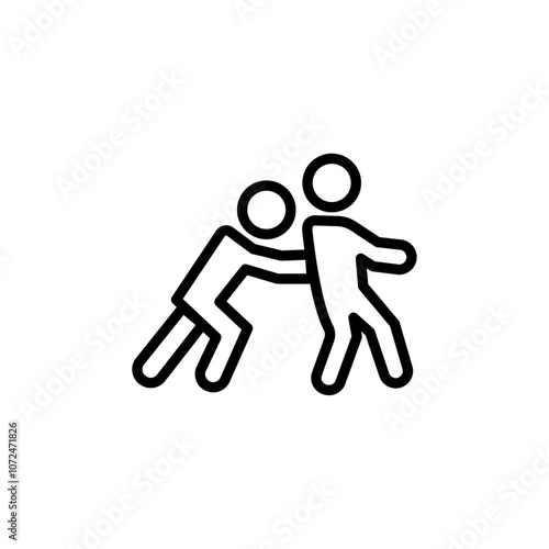 Man pushing another person icon black and white vector outline sign