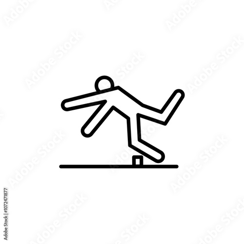 Man tripping icon black and white vector outline sign