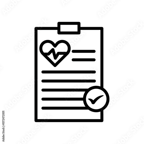 Medical report icon black and white vector outline sign