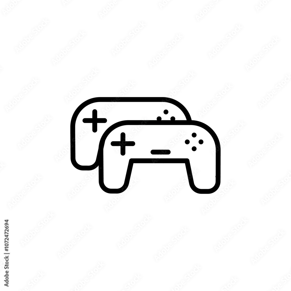 Multi Game player icon black and white vector outline sign Multi Game player icon black and white vector outline sign