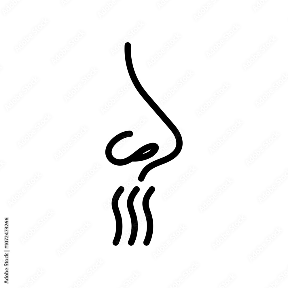 Obraz premium Nose with smoke icon black and white vector outline sign