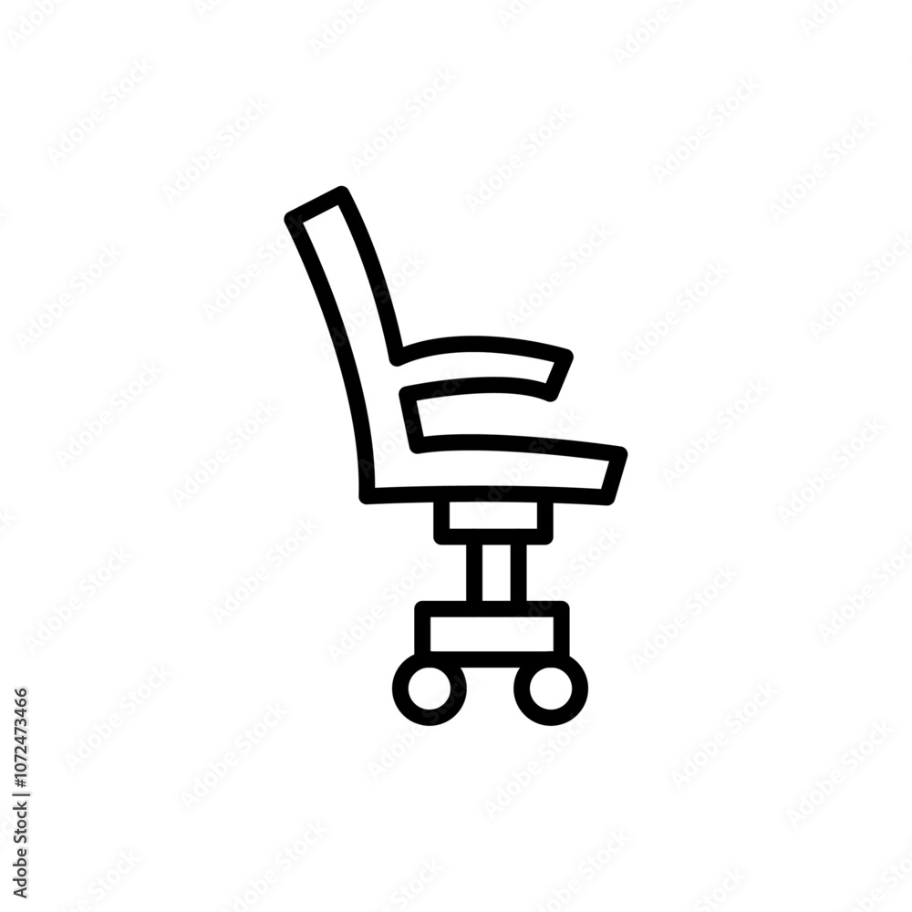 Office chair icon black and white vector outline sign Office chair icon black and white vector outline sign