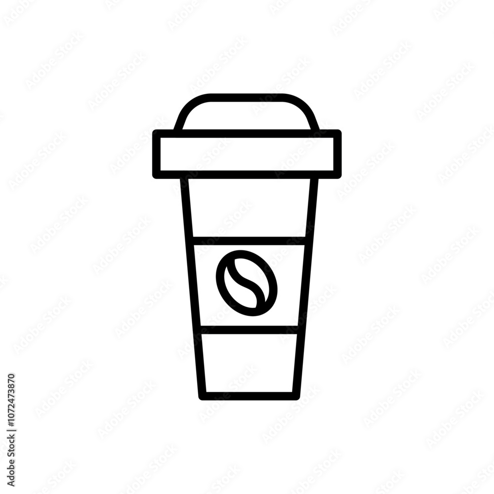 Paper coffee cup icon black and white vector outline sign Paper coffee cup icon black and white vector outline sign