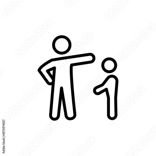 Parents scolding child icon black and white vector outline sign