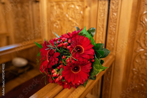 bridal bouquet made of gerbera flowers