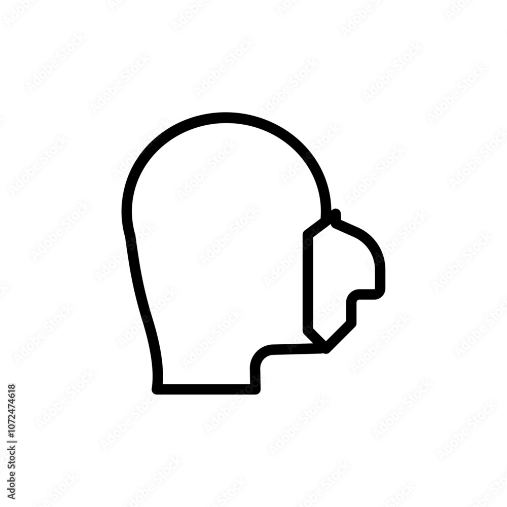 Person with oxygen mask icon black and white vector outline sign Person with oxygen mask icon black and white vector outline sign