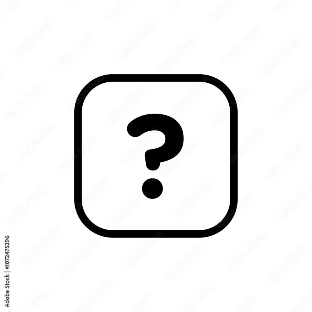 Question mark icon black and white vector outline sign Question mark icon black and white vector outline sign