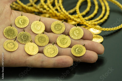 Quarter Gold (Turkish gold) macro detail shooting