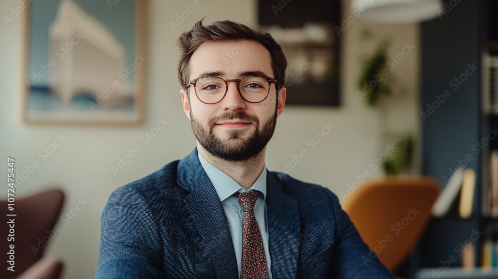 Fototapeta premium Portrait of a Confident Young Man in a Suit