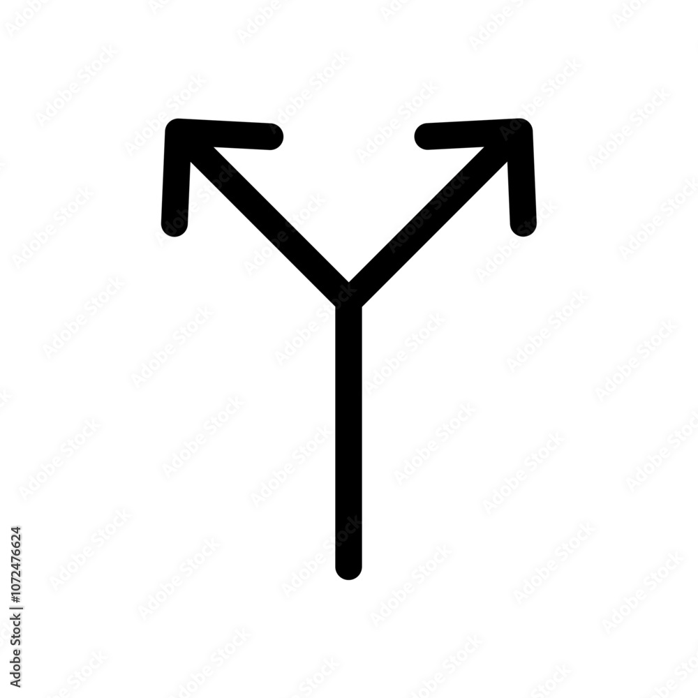 Separating arrow in two part icon black and white vector outline sign Separating arrow in two part icon black and white vector outline sign