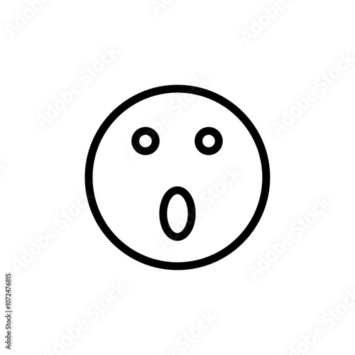 Shocked face icon black and white vector outline sign