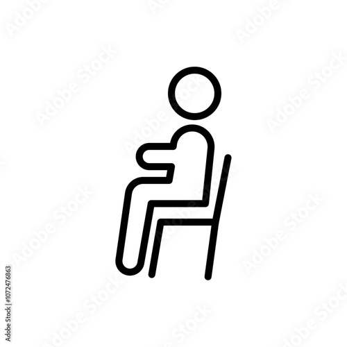Sitting icon black and white vector outline sign