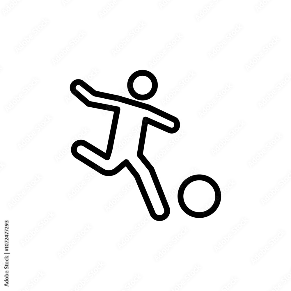 Soccer player with ball icon black and white vector outline sign Soccer player with ball icon black and white vector outline sign