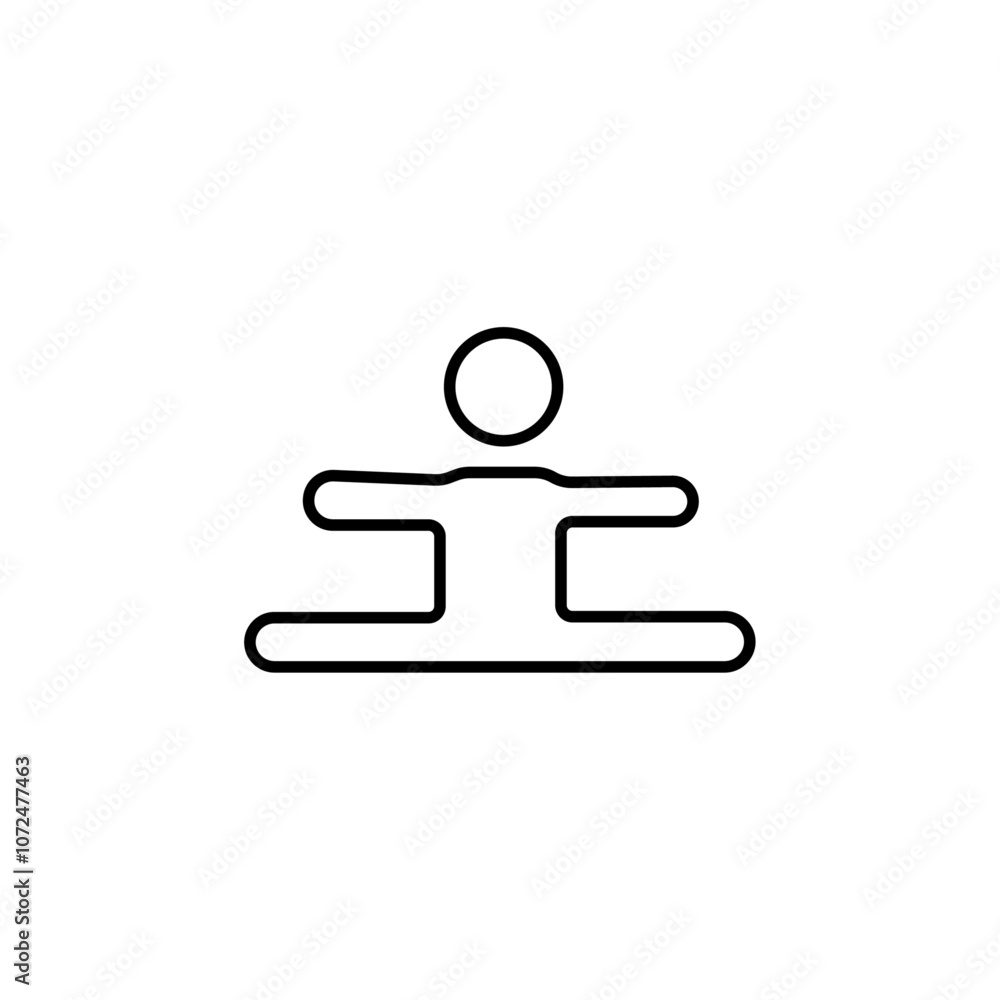 Split legs exercise icon black and white vector outline sign Split legs exercise icon black and white vector outline sign
