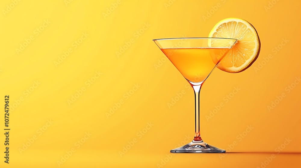 minimalist cocktail glass with a lemon slice on the rim minimalist cocktail glass with a lemon slice on the rim