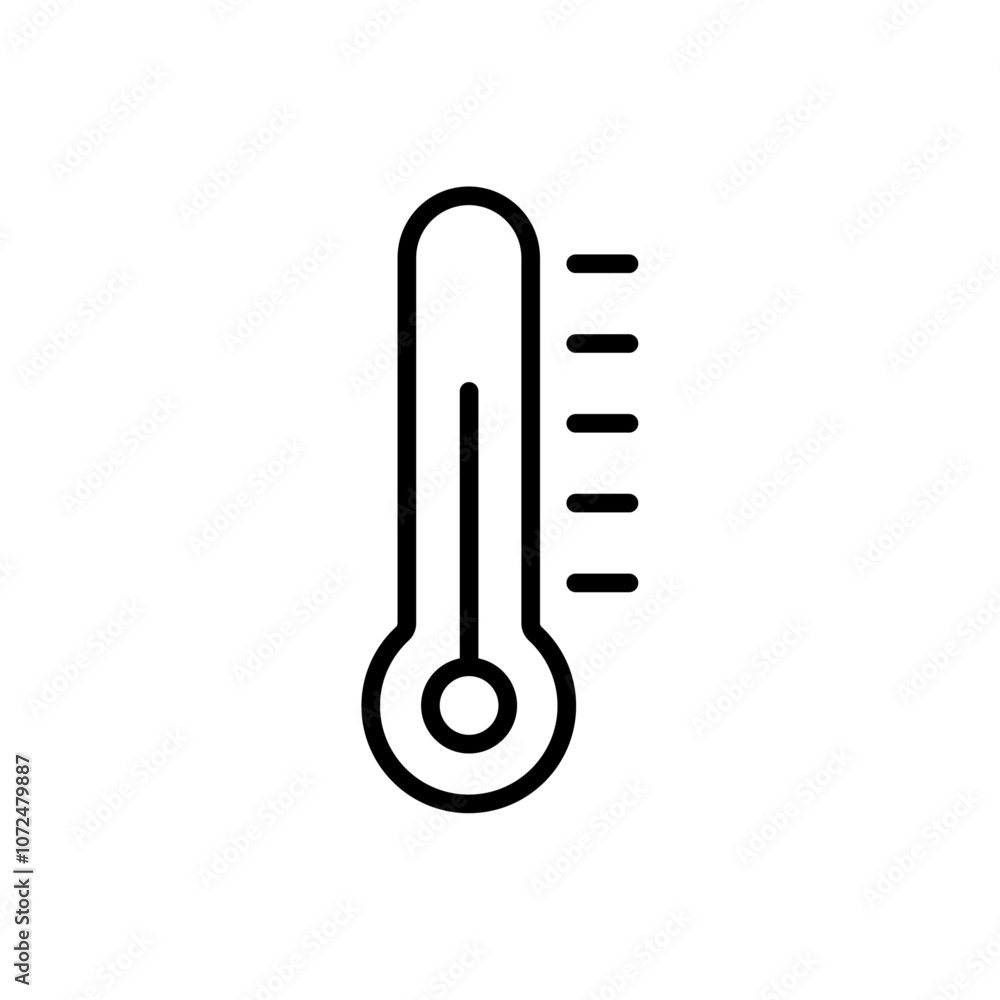 Thermometer icon black and white vector outline sign Thermometer icon black and white vector outline sign