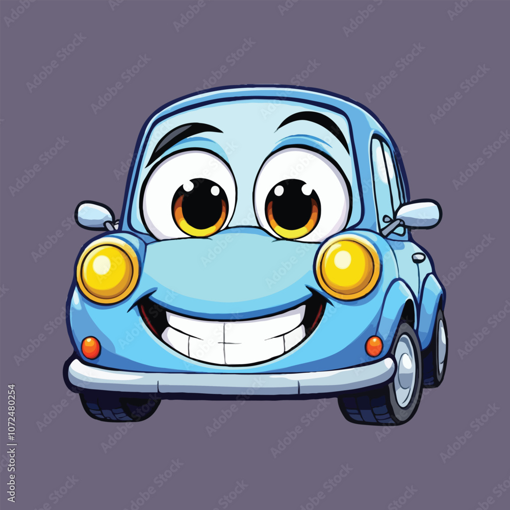 Fototapeta premium Cheerful Cartoon Blue Car Logo