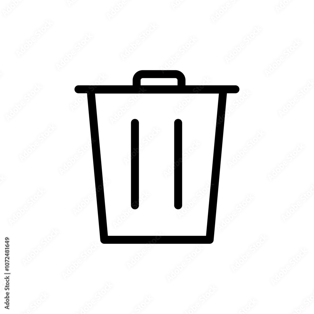 Trash icon black and white vector outline sign Trash icon black and white vector outline sign