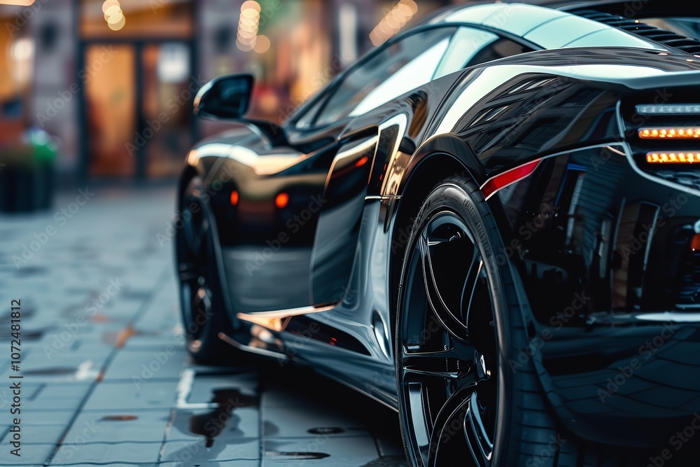 A modern sports car in black for competition, Generative AI. A modern sports car in black for competition, Generative AI.