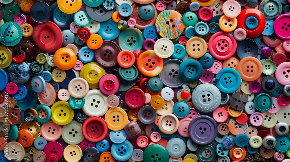 A vibrant collection of colorful buttons in various sizes and designs scattered together. Perfect for sewing, crafting, or as a playful background for creative projects. A vibrant collection of colorful buttons in various sizes and designs scattered together. Perfect for sewing, crafting, or as a playful background for creative projects.