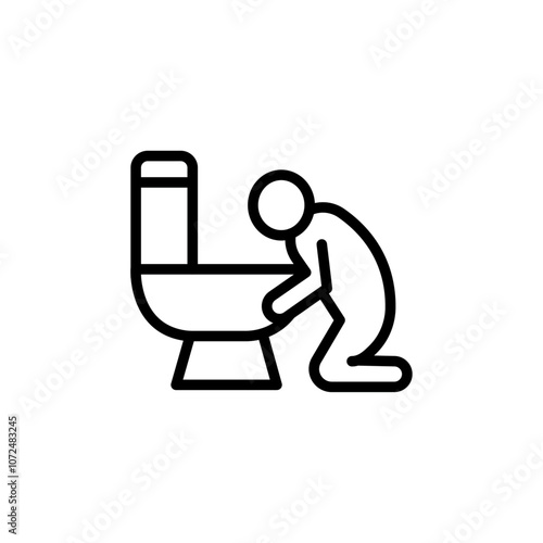 vomiting in bathroom icon black and white vector outline sign