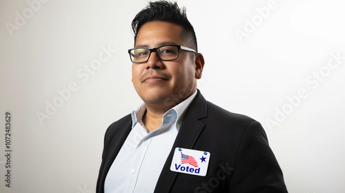 A Hispanic man proudly wears an 