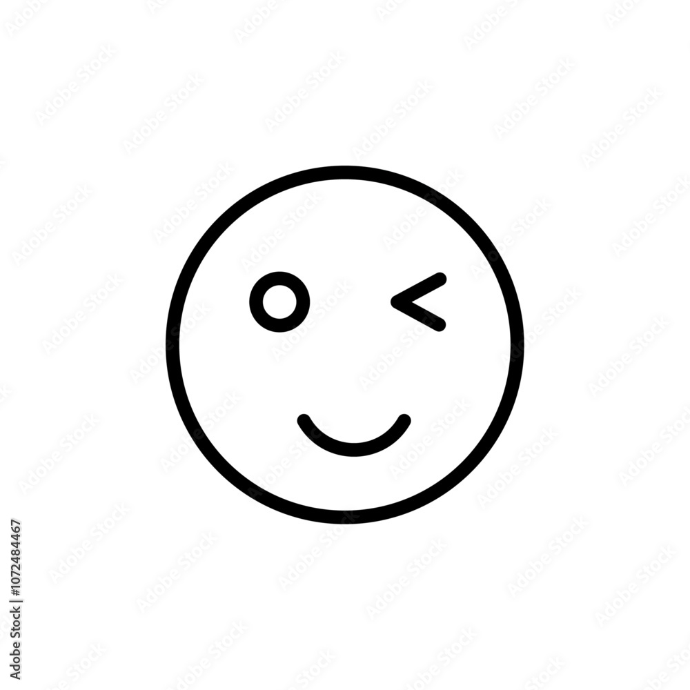 Fototapeta premium Winking eye icon black and white vector outline sign