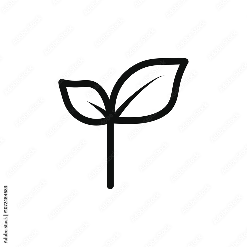 Young sprout icon black and white vector outline sign Young sprout icon black and white vector outline sign