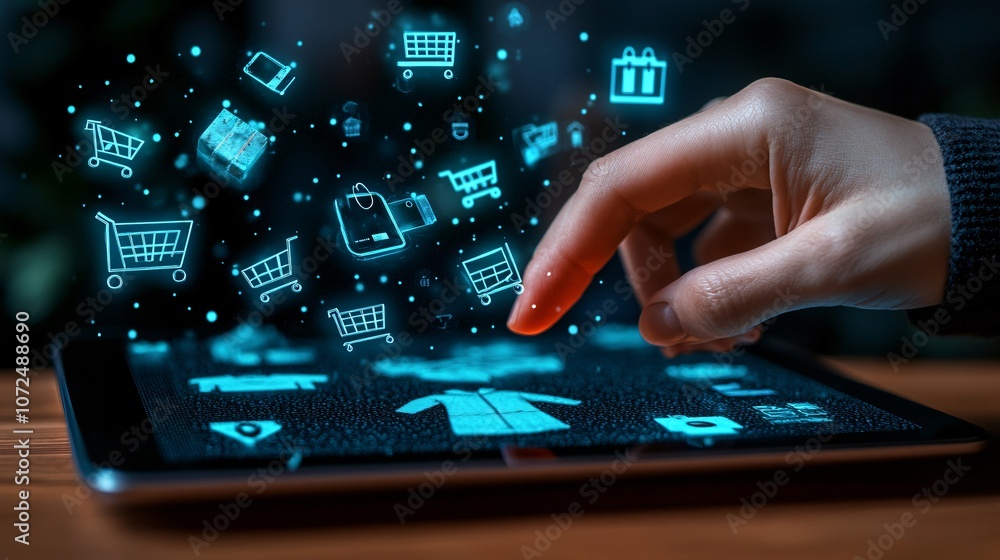Fototapeta premium online shopping concept with tablet