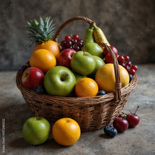 Obraz na płótnie basket of fruits w salonie