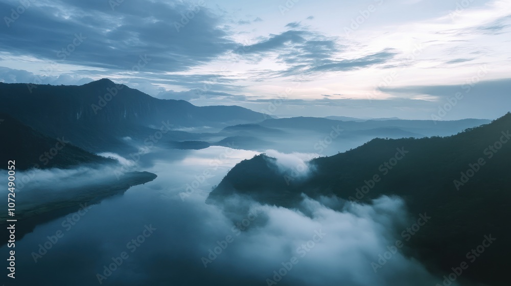 Mountain Lake in the Mist Mountain Lake in the Mist