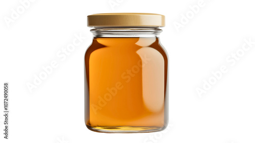 Honey in a jar with sweet golden yellow liquid isolated as food, this healthy product showcases organic goodness, highlighting natural nectar prized for fresh, delicious, and nutritious qualities