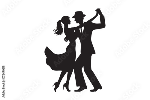 Dancing Couple Silhouette vector Bundle illustration, Dancing Couple Silhouette, Dancing Couple Silhouette PNG