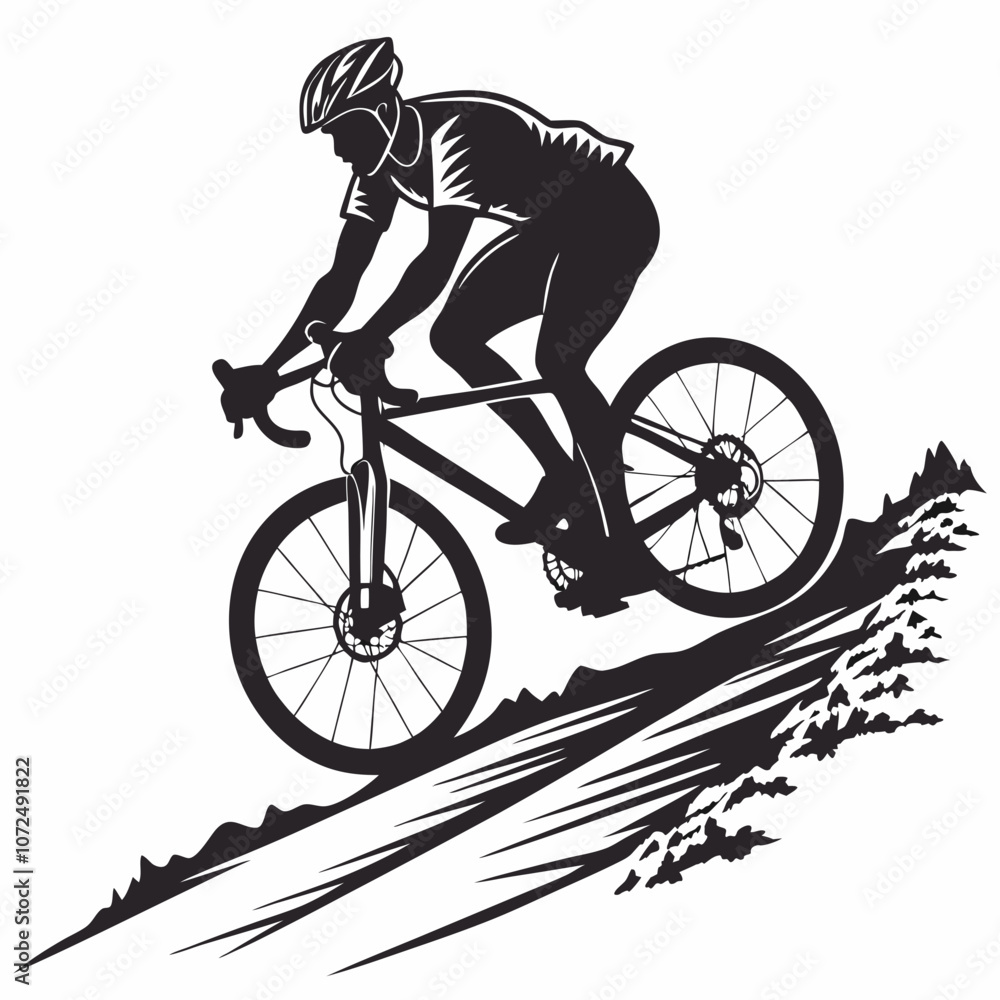 Naklejka premium silhouette of a cyclist