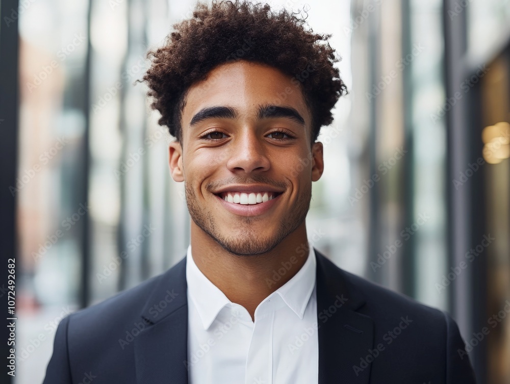 Against a city backdrop, a man in a sharp suit radiates confidence and optimism. His broad smile suggests success and personal achievement amidst urban surroundings. Against a city backdrop, a man in a sharp suit radiates confidence and optimism. His broad smile suggests success and personal achievement amidst urban surroundings.