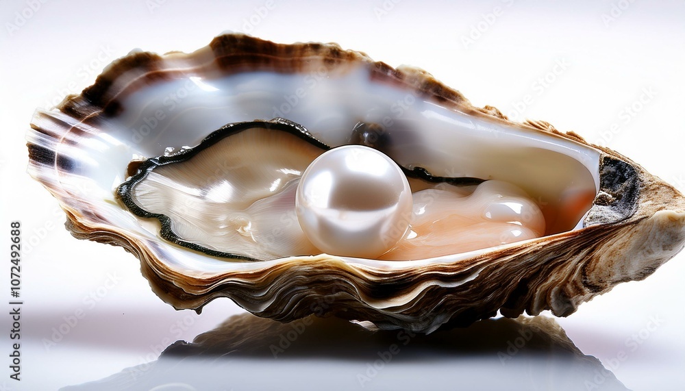 white pearl inside opened oyster shell white pearl inside opened oyster shell