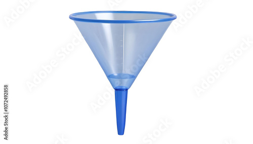 Blue plastic funnel, cut out photo