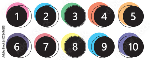 Colorful bullet point number gradient Free Vector