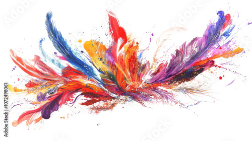 colorful feather on a transparent background