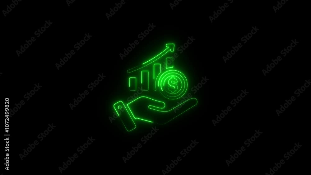 Neon Dollar Sign and Invoice Symbol Neon Dollar Sign and Invoice Symbol
