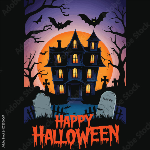 Happy Halloween typography T-shirt design for vector illustration apparel and clothing for man, woman and children