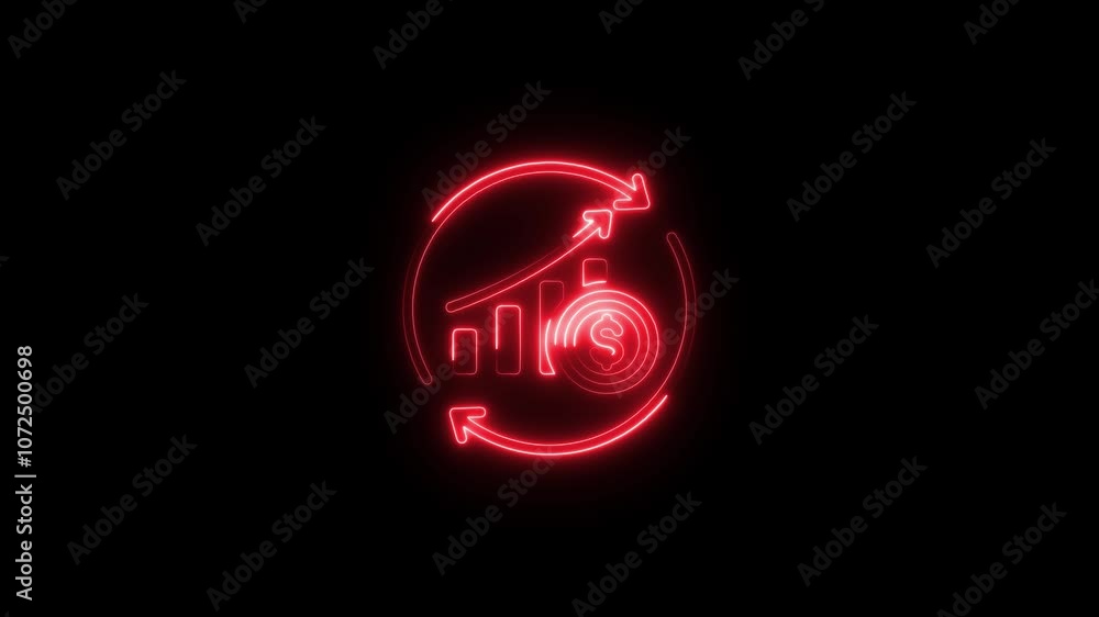 Neon Money and Arrow Icon for Financial Success Neon Money and Arrow Icon for Financial Success