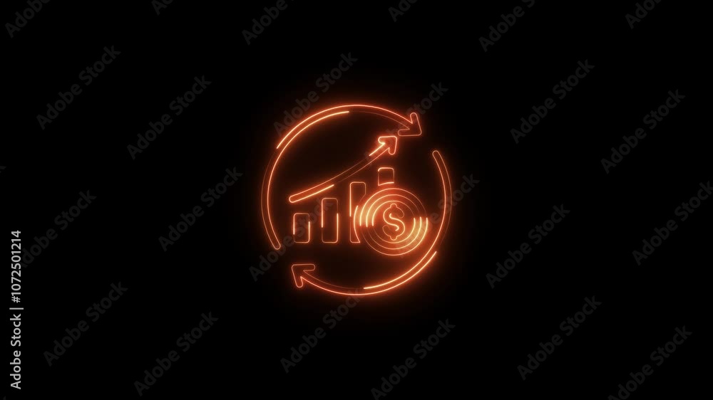 Neon Money and Arrow Icon for Financial Success Neon Money and Arrow Icon for Financial Success