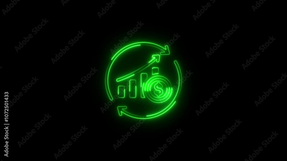 Neon Money and Arrow Icon for Financial Success Neon Money and Arrow Icon for Financial Success