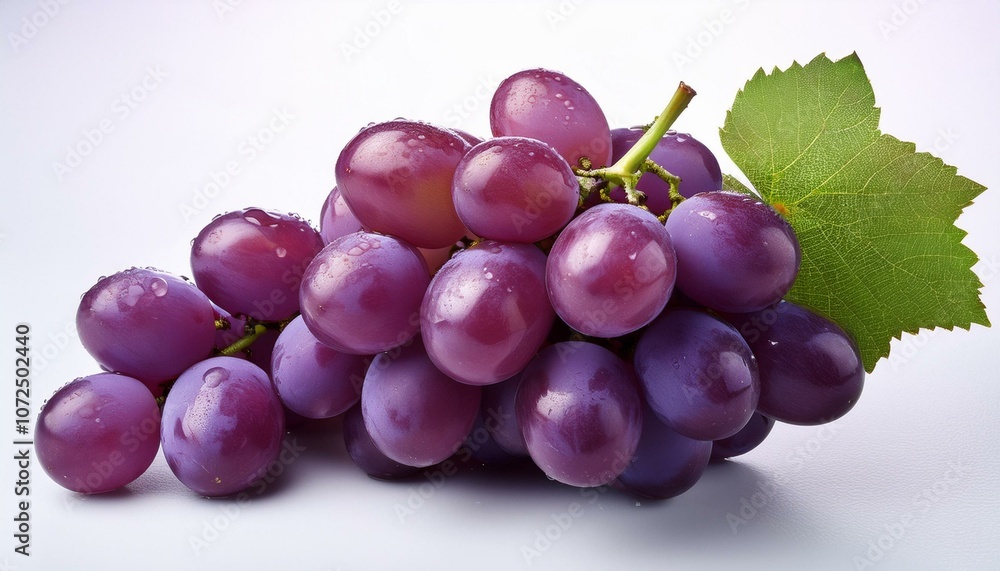 Fototapeta premium a bunch of fresh purple grapes on a white background