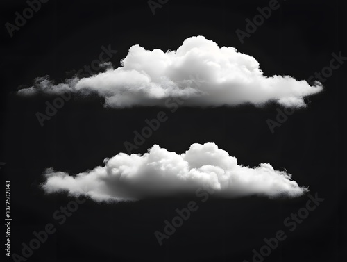 Set realistic cloud fog isolated on black background