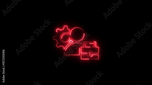 Glowing Business Symbols – Neon Management Icons