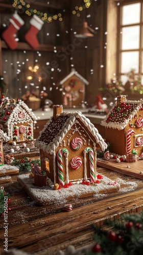 Gingerbread Houses Cozy Kitchen Christmas Baking Decor