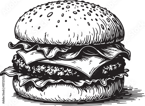 Vector sketch of hamburger