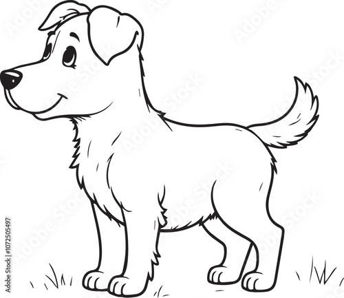 Cute dog vector coloring page